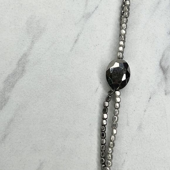 Chico's Silver Tone Box Beaded Double Strand Necklace - Picture 6 of 11